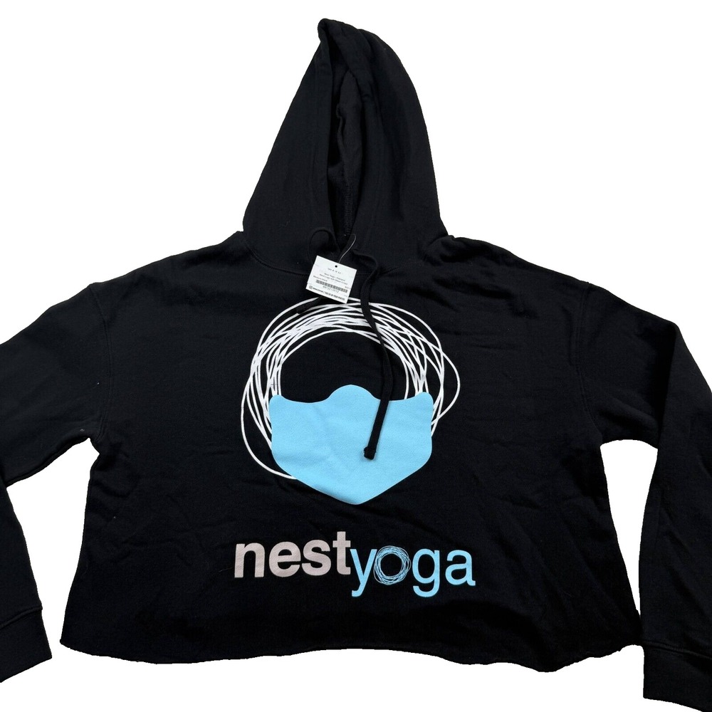 Rubee Nest Yoga With Mask Cropped Hoodie Women's Medium Black Oakland